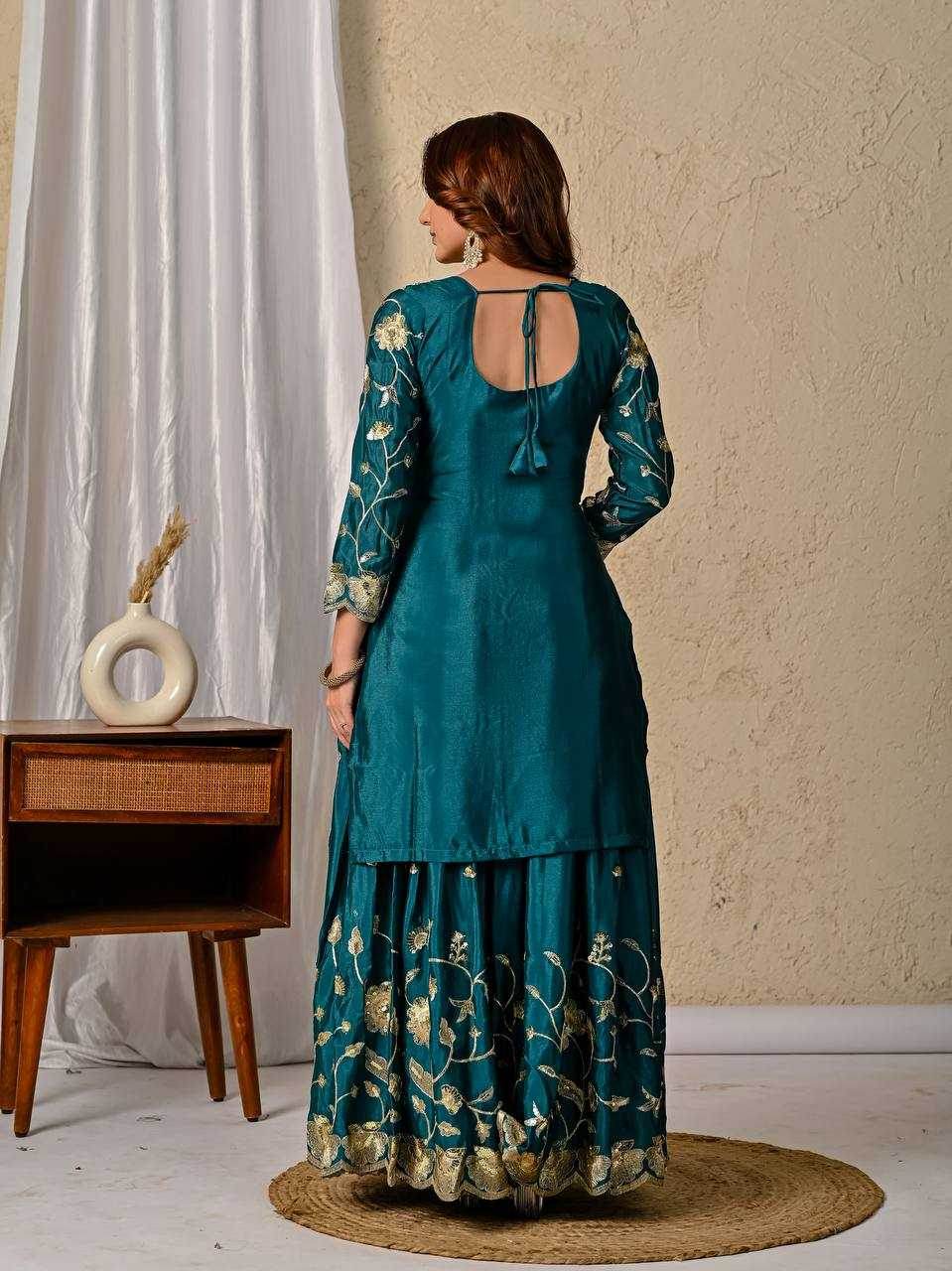 Heavy Chinnon Silk Designer Embroidered Lehenga - MYLUXURY LANE ENTERPRISE